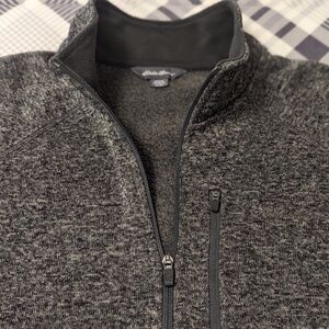 Eddie Bauer Men’s Half Zip Fleece Pull Over Sweatshirt Charcoal Gray